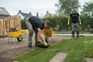 Rollrasen ausrollen